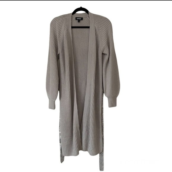 Express sequin belted duster cardigan - Picture 6 of 11